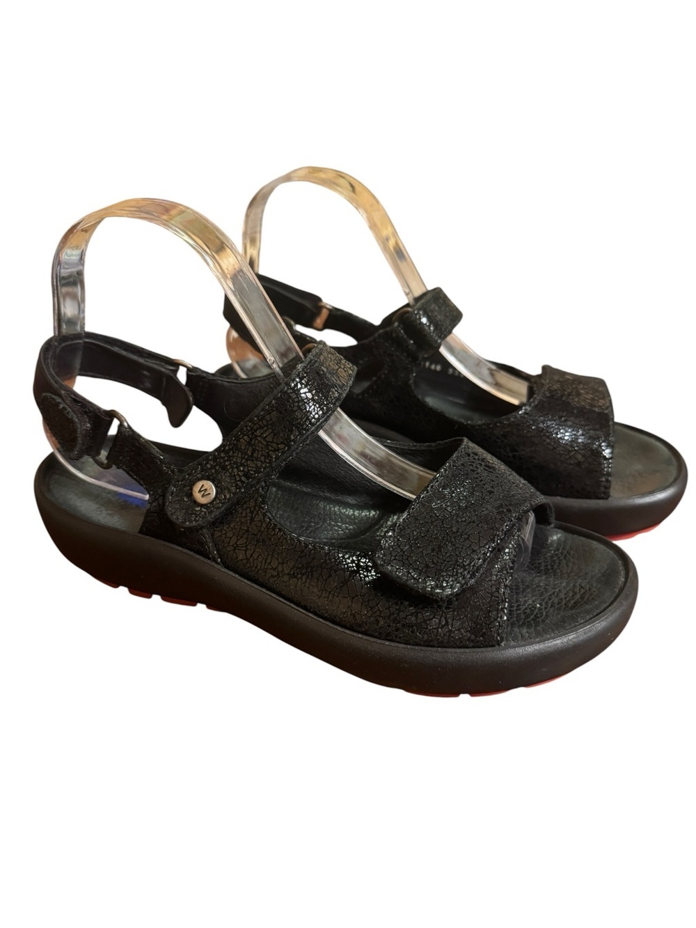 Wolky Black Leather Comfort Walking Sandals EU 39 US Women’s 8.5-9